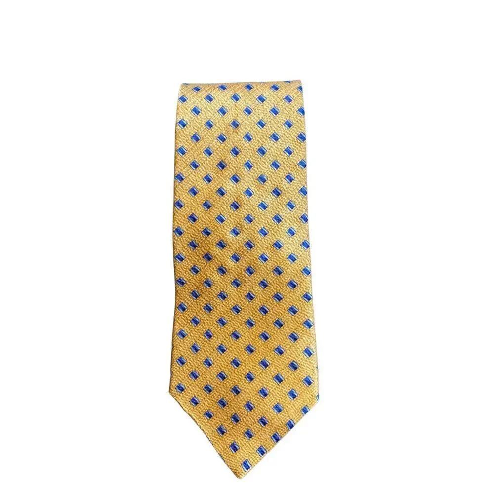 Arrow men’s vintage yellow blue patterned 100% silk tie, 57